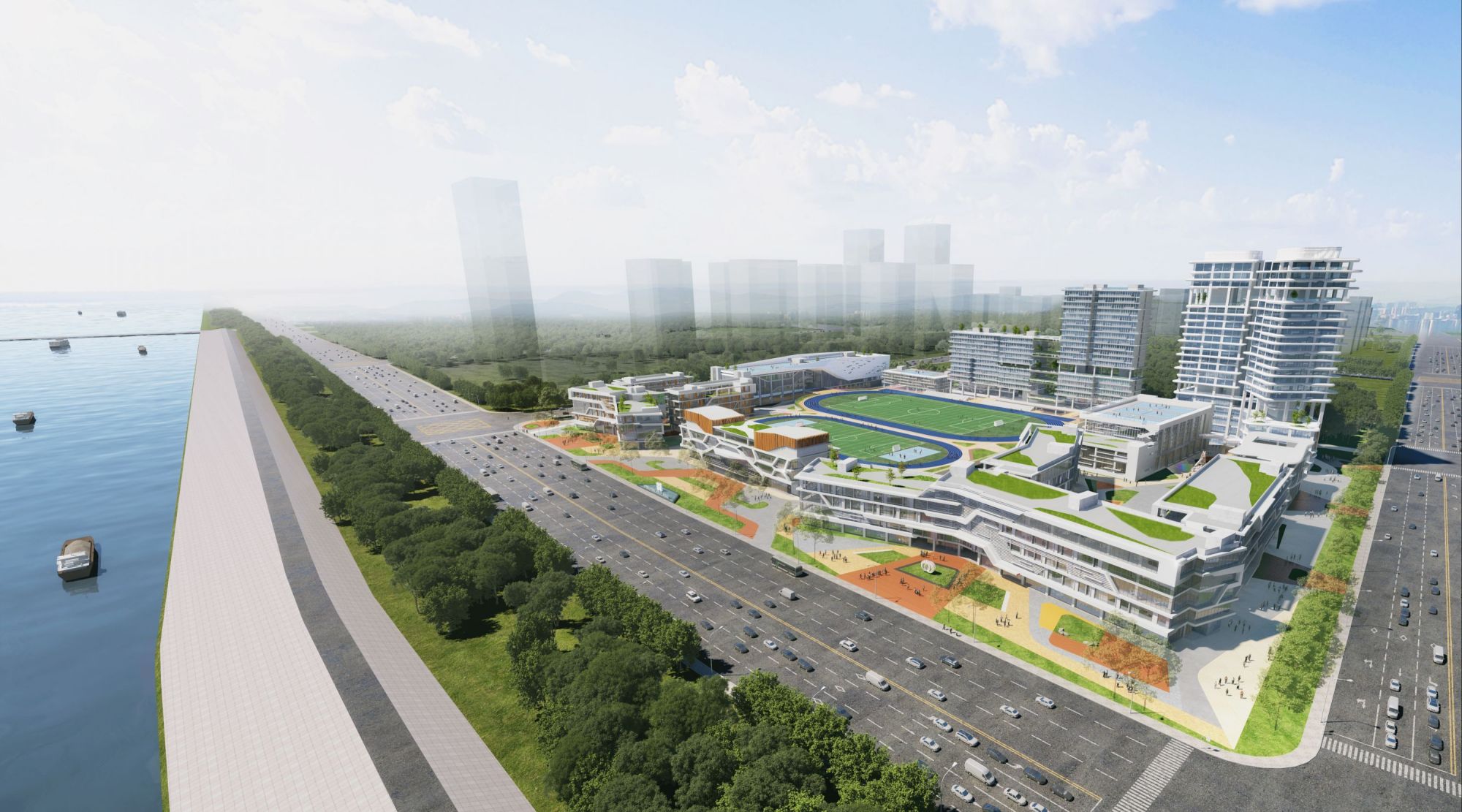 武汉爱莎国际学校校园鸟瞰效果图